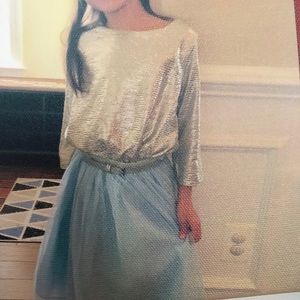 🍉Silver Textured Metallic Top - Girls